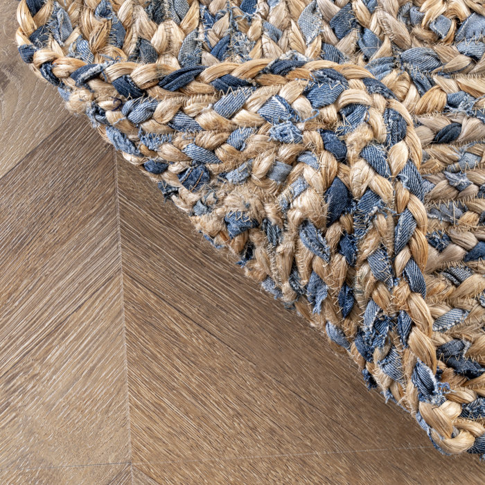Mistana™ Destrie Handmade Braided Denim and Jute Blue/Beige Rug